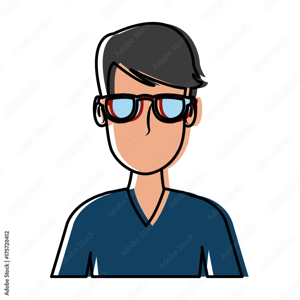 Man face with glasses cartoon icon vector illustration graphic design Man face with glasses cartoon icon vector illustration graphic design