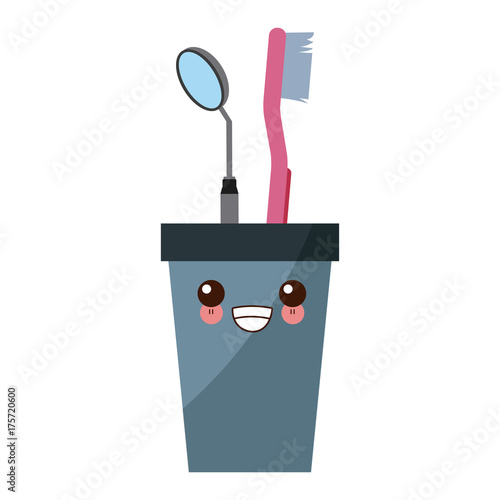 Cup with dental tools icon vector illustration graphic design