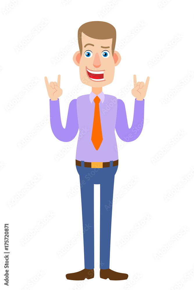 Businessman showing Rock and Roll sign Businessman showing Rock and Roll sign