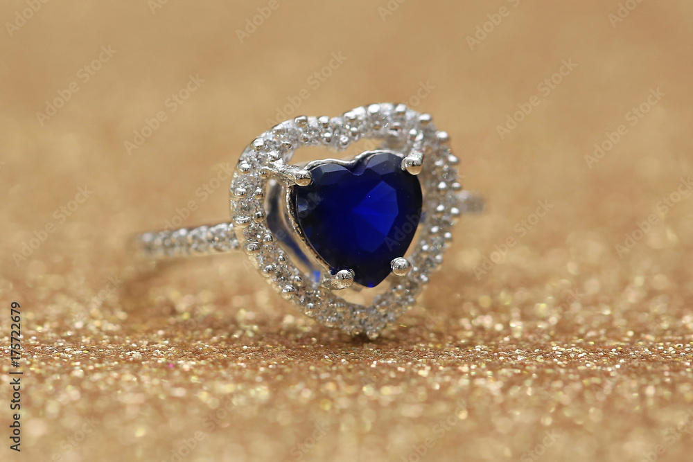 ring blue gemstone heart,Love Valentine day ring blue gemstone heart,Love Valentine day