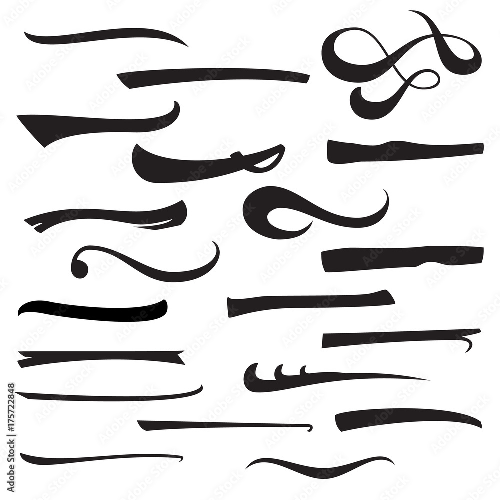 Set Of Hand Lettering Underlines Lines Isolated On White. Typographic Design. Vintage Elements For Housewarming Posters, Greeting Cards, Home Decorations, Business Presentation. Vector Illustration Set Of Hand Lettering Underlines Lines Isolated On White. Typographic Design. Vintage Elements For Housewarming Posters, Greeting Cards, Home Decorations, Business Presentation. Vector Illustration