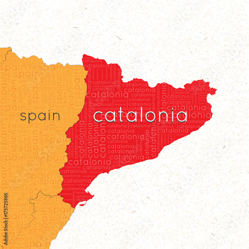 Referendum in Spain. Independent Catalonia. Map of Spain. A cloud of words. Illustration
