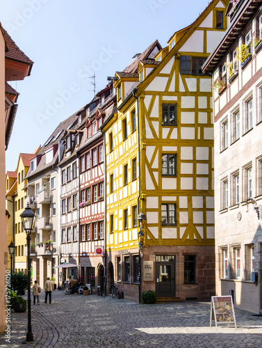 Weißgerbergasse mit Fachwerkhaus Fachwerkhäusern in Nürnberg
