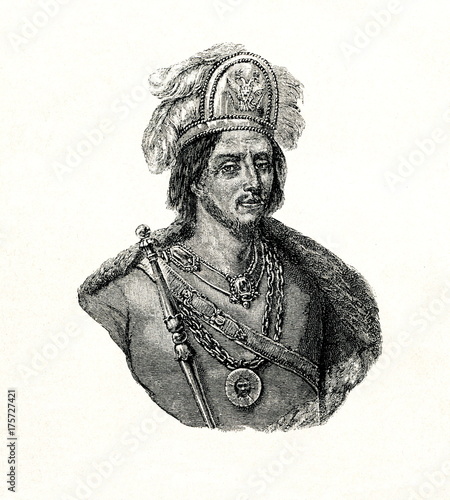 Moctezuma II, ruler of Tenochtitlan (from Spamers Illustrierte Weltgeschichte, 1894, 5[1], 82) photo