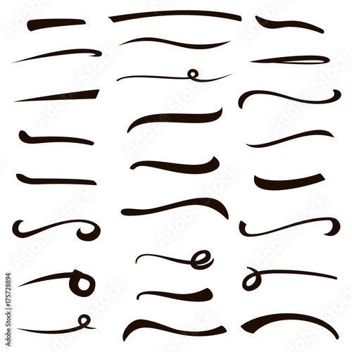 Underline. Hand Drawn Highlighter. Set Underlines. Ink Handmade Elements For Housewarming Posters, Greeting Cards, Home Decorations. Vector Illustration Pen Line.