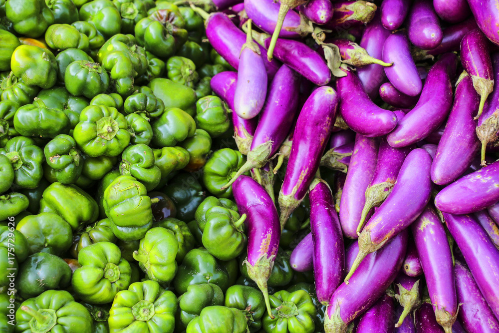 fresh vegetables - pepper and eggplants fresh vegetables - pepper and eggplants