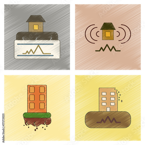 assembly flat shading style icon natural disaster earthquake