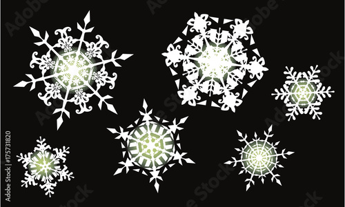 発光している雪の結晶のベクター素材 Light-emitting Snowflakes
