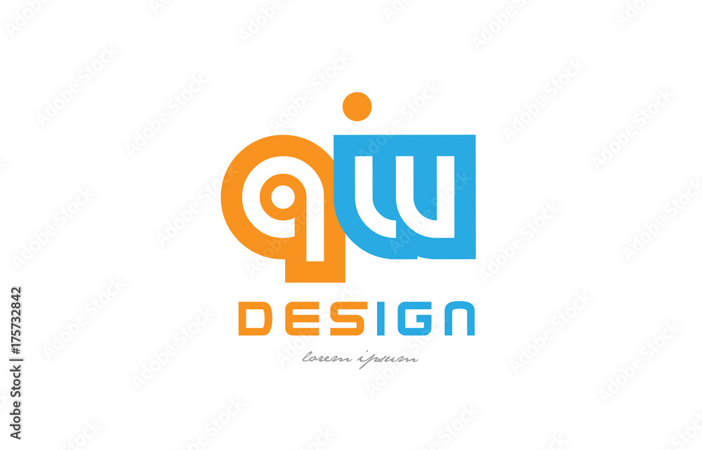 qw q w orange blue alphabet letter logo combination