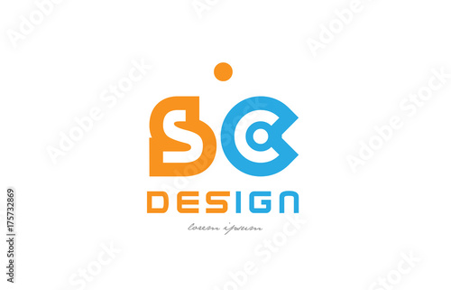 sc s c orange blue alphabet letter logo combination