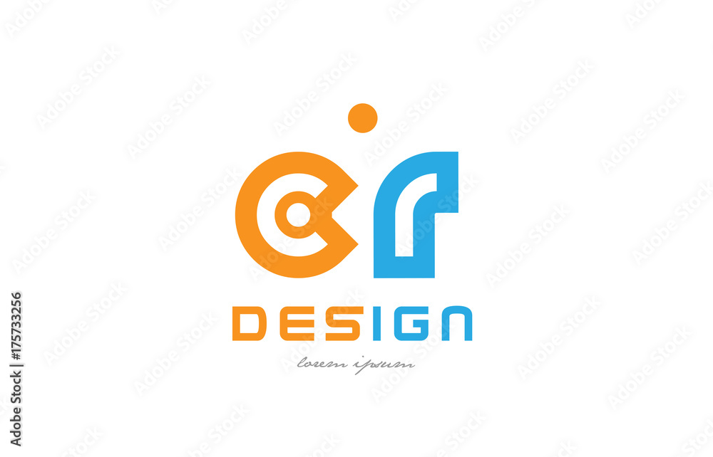 cr c r orange blue alphabet letter logo combination