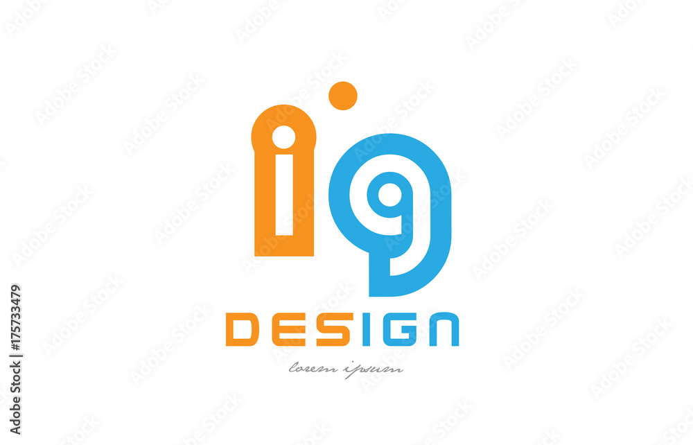 ig i g orange blue alphabet letter logo combination