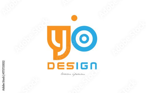 yo y o orange blue alphabet letter logo combination