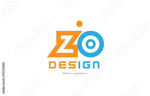 zo z o orange blue alphabet letter logo combination