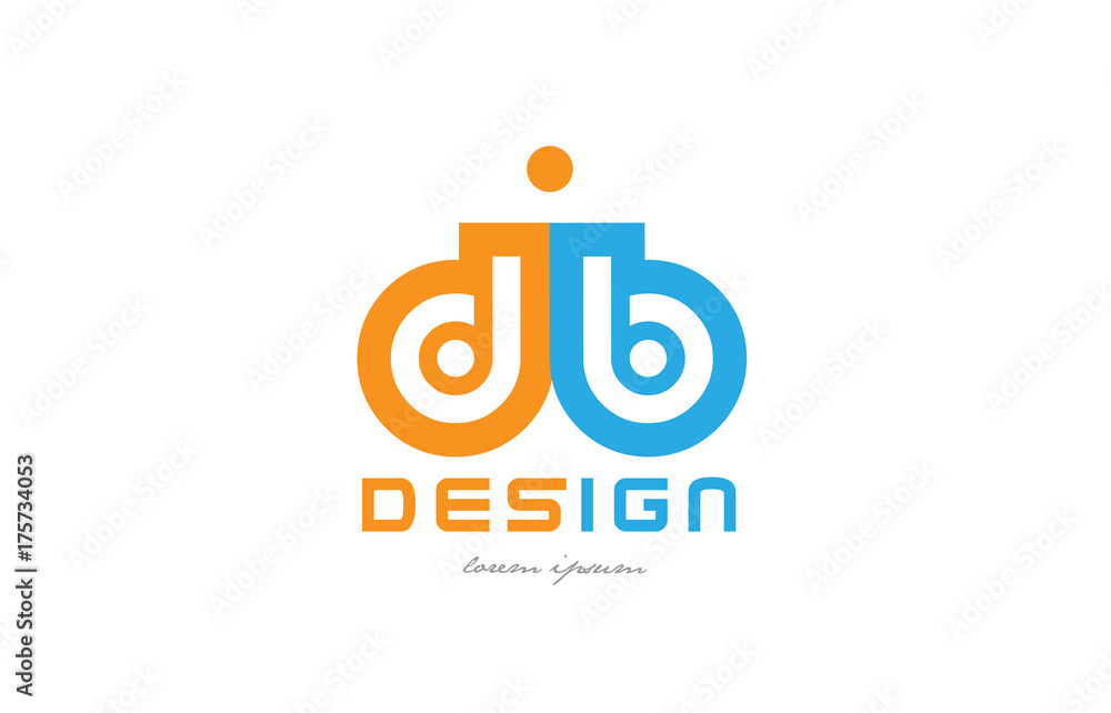 db d b orange blue alphabet letter logo combination - obrazy, fototapety, plakaty 
