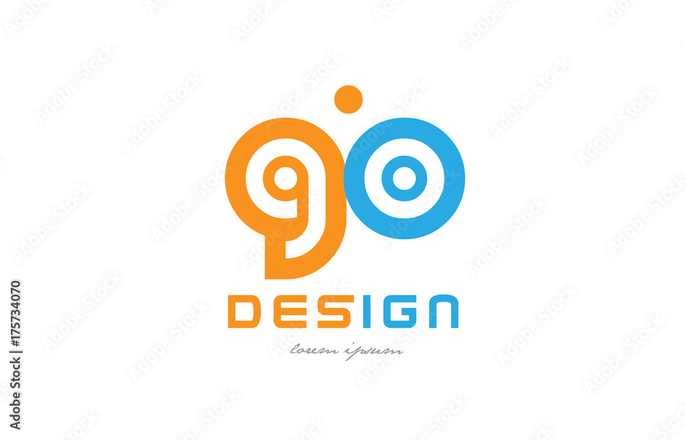 go g o orange blue alphabet letter logo combination