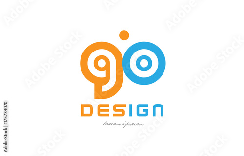 go g o orange blue alphabet letter logo combination