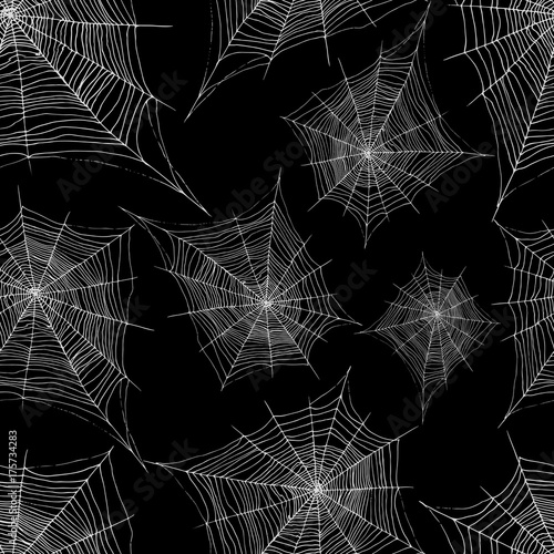 Hand drawing decorative cobweb seamless pattern, sketch style, v