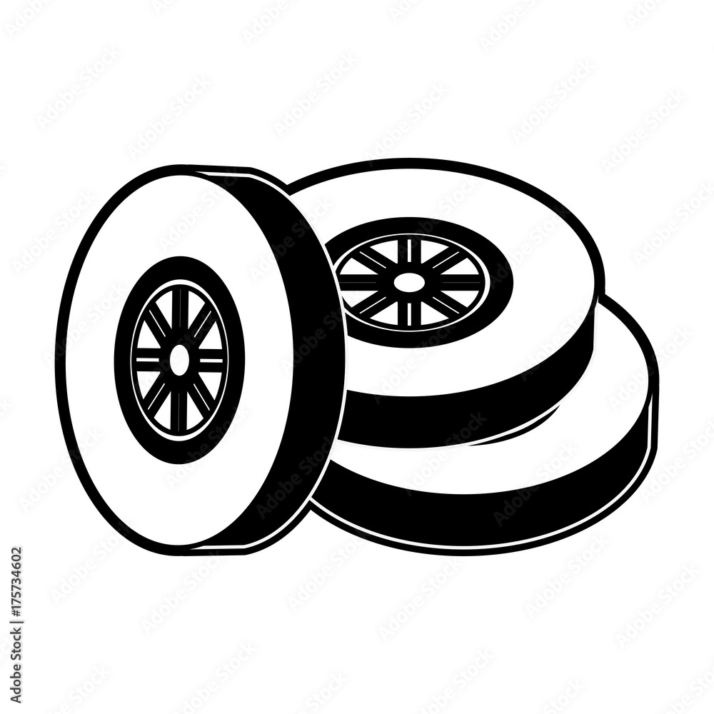 wheel tire icon image vector illustration design  black and white