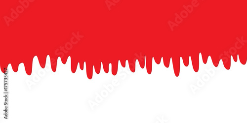 Sticky dripping blood, halloween scary print, vector illustration graphic. Trickling down red blood.