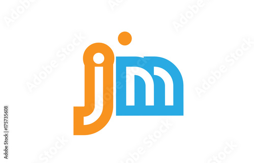 jm j m orange blue alphabet letter logo combination