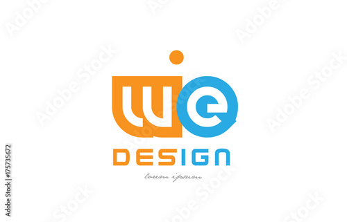 we w e orange blue alphabet letter logo combination