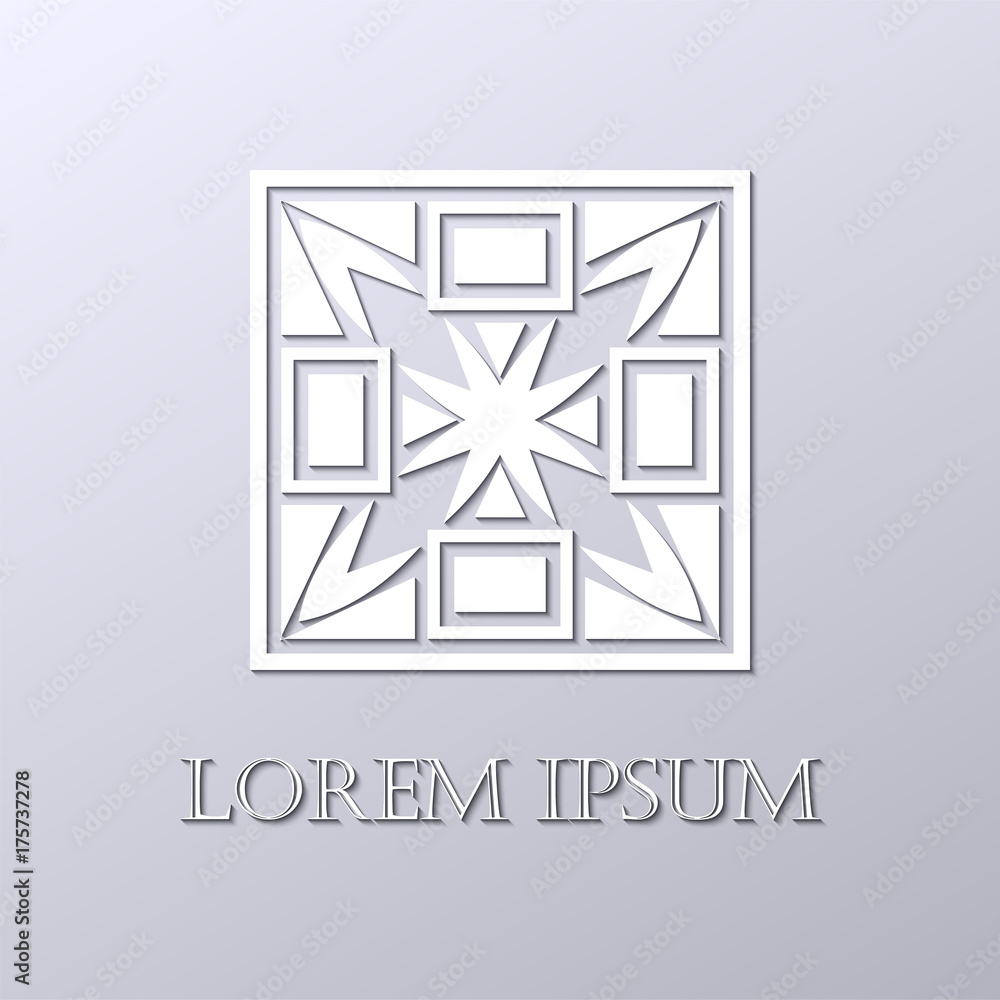 Art deco white ornamental logo. Template for design. Vector illustration eps10 Art deco white ornamental logo. Template for design. Vector illustration eps10