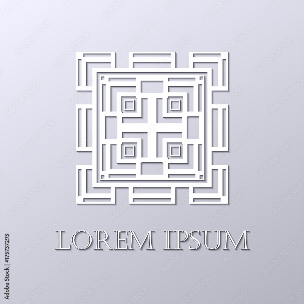 Art deco white ornamental logo. Template for design. Vector illustration eps10 Art deco white ornamental logo. Template for design. Vector illustration eps10