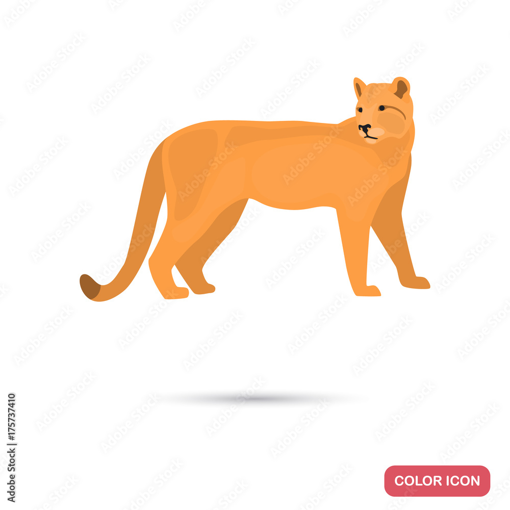 Puma color flat icon for web and mobile design Stock Vector | Adobe Stock