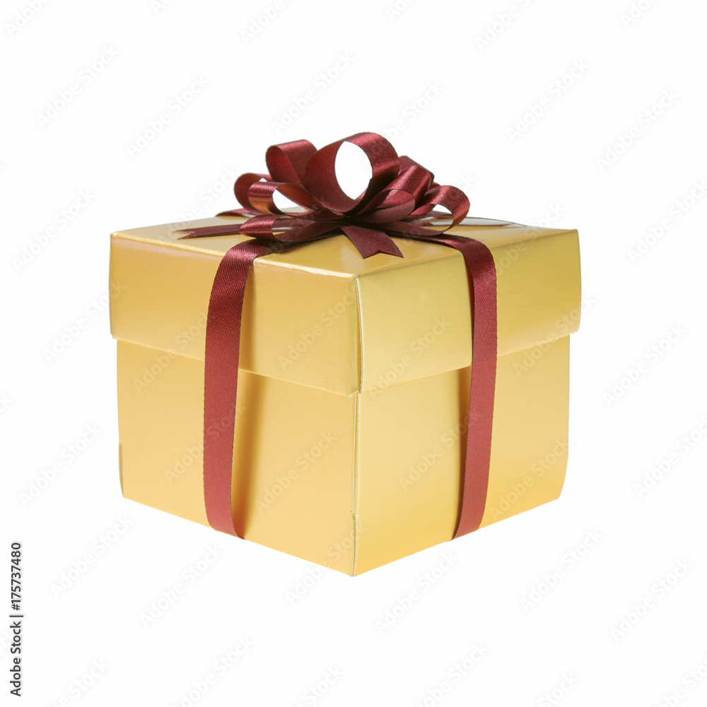 Obraz premium Christmas gold gift box.