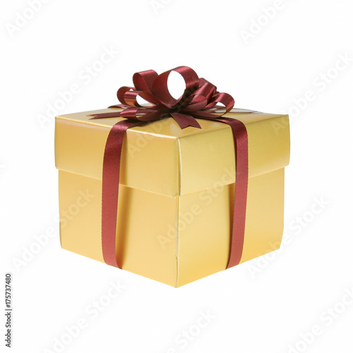 Christmas gold gift box.