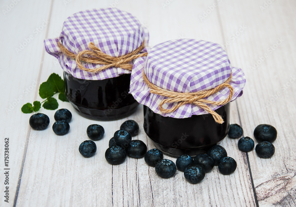 Jar with blueberry jam Jar with blueberry jam