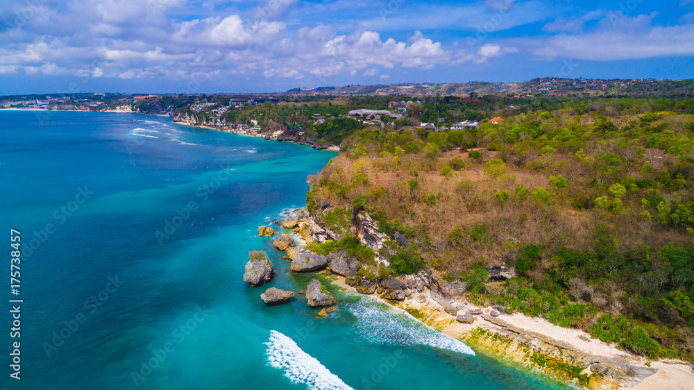Aerial view of Padang - Padang beach. Bali, Indonesia.