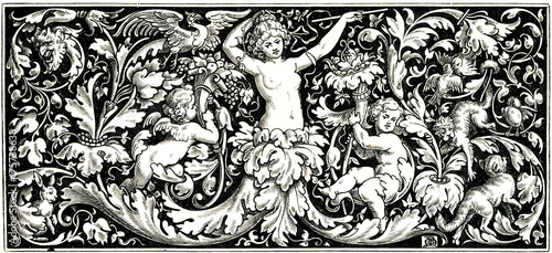 Plant ornament with putti (from Spamers Illustrierte Weltgeschichte, 1894, 5[1], 108)