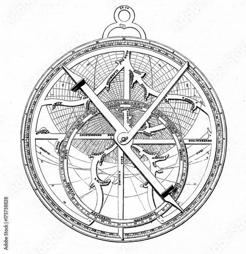 Astrolabe, designed by german astronomer Regiomontanus (from Spamers Illustrierte Weltgeschichte, 1894, 5[1], 109) photo