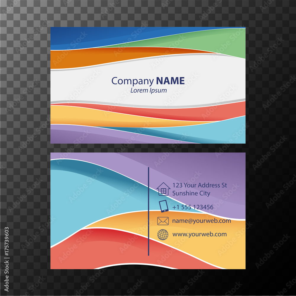 Fototapeta premium Businesscard template with colorful wavy lines
