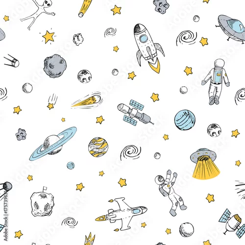 Tapety wzór z obiektami kosmicznymi