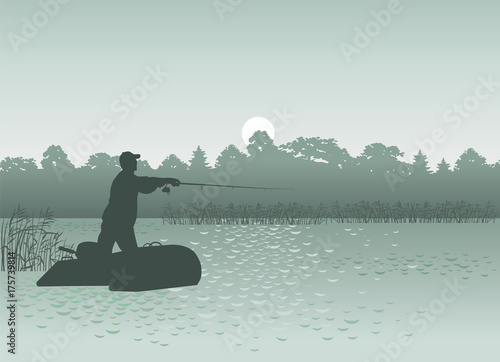Vector image of a fisherman