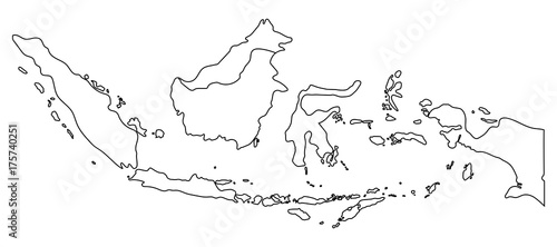 Indonesia map outline graphic freehand drawing on white background. Vector illustration.