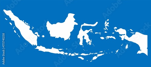 Canvas Print White Indonesia map on blue background, Vector Illustration