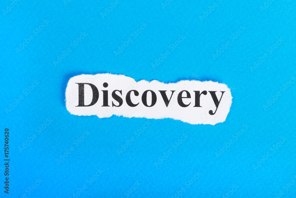 Discovery text on paper. Word Discovery on torn paper. Concept Image