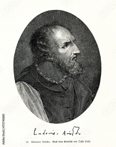 Portrait of Ludovico Ariosto, italian poet, by Dosso Dossi (from Spamers Illustrierte Weltgeschichte, 1894, 5[1], 115) photo