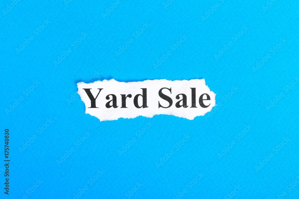 yard sale text on paper. Word yard sale on torn paper. Concept Image