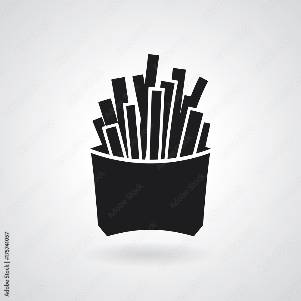 French fries icon isolated on grey background. Vector illustration