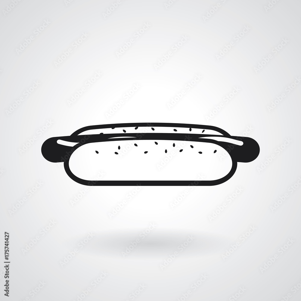 Hot dog icon isolated on grey background. Vector illustration