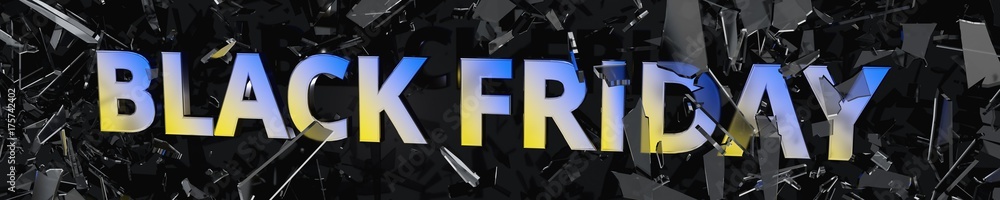 Fototapeta premium Black riday fracture glass cart, 3d rendering