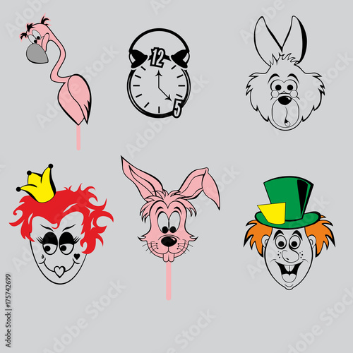 wonderland cartoon characters masks