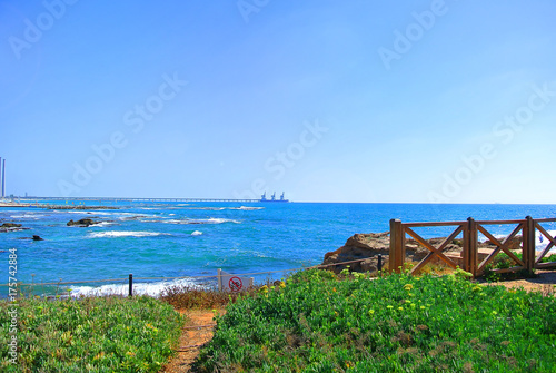Amazing tourist places of Israel. Caesarea. Near the place of excavation © Vitaly
