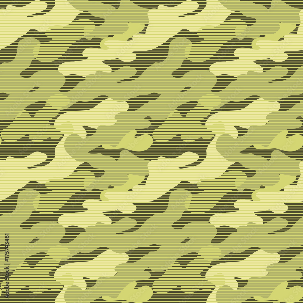 Fototapeta premium Military Striped Seamless Pattern. Camouflage Background. Camo Fashion Texture. Army Uniform. Vector illustration