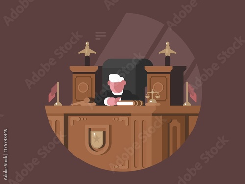 Wise judge in chair at workplace